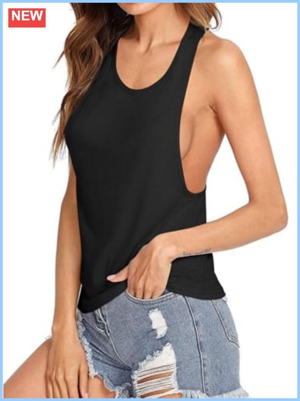 Essential Racerback Workout Tank Top Scoop Neck Sleeveless Gym Shirt